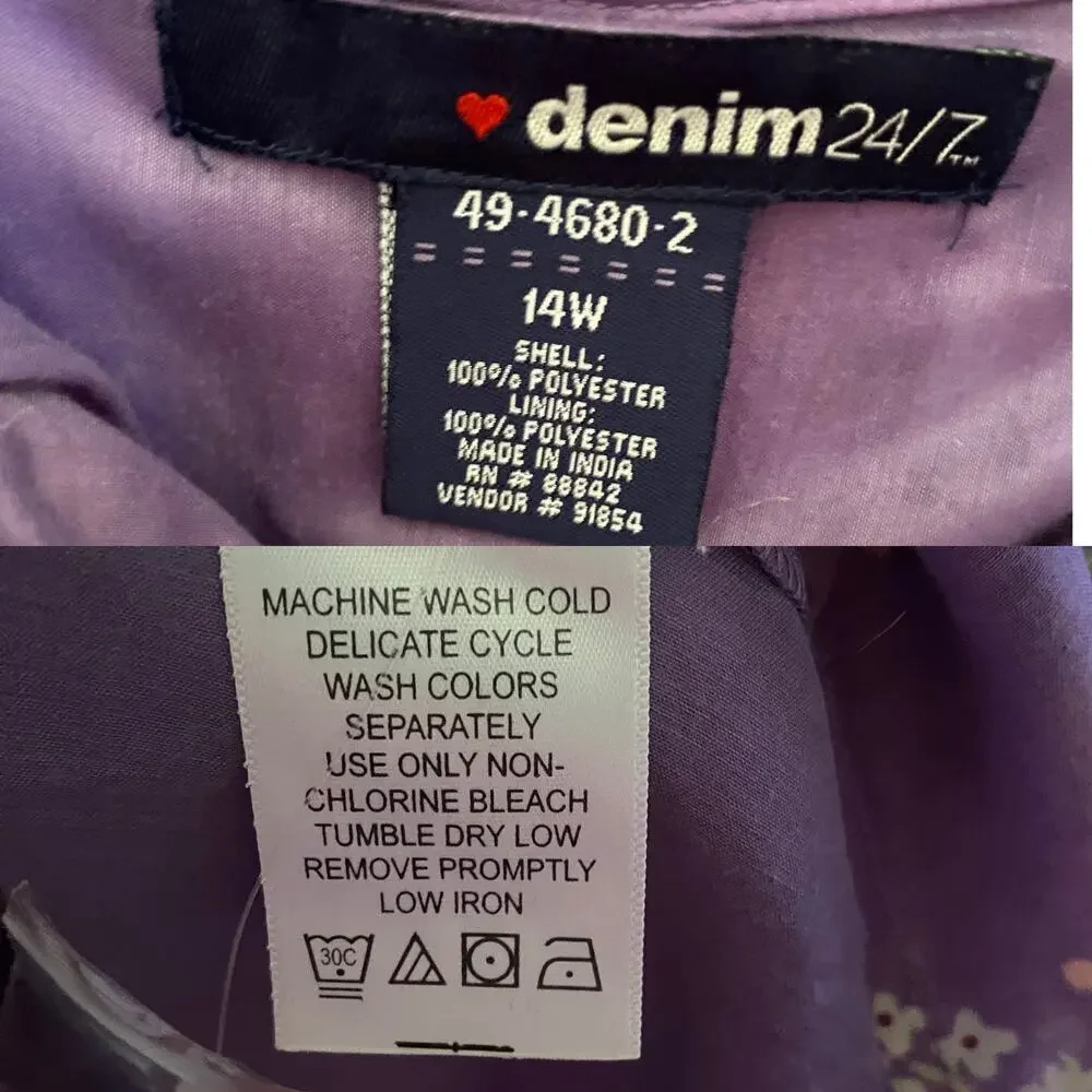 Vintage Lavender Floral Maxi Skirt Cottagecore Button Front L Denim 24/7